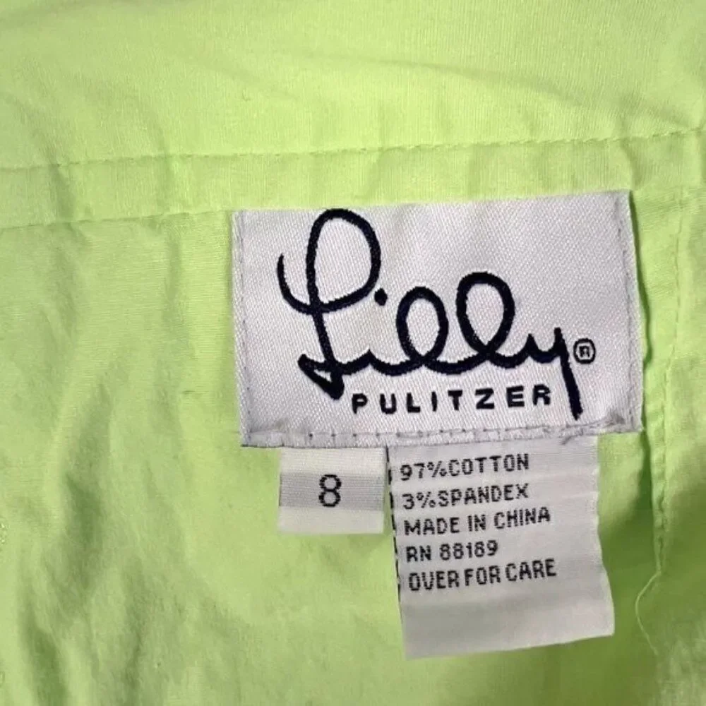 LILLY PULITZER WOMENS LIME GREEN SKORT SIZE 8